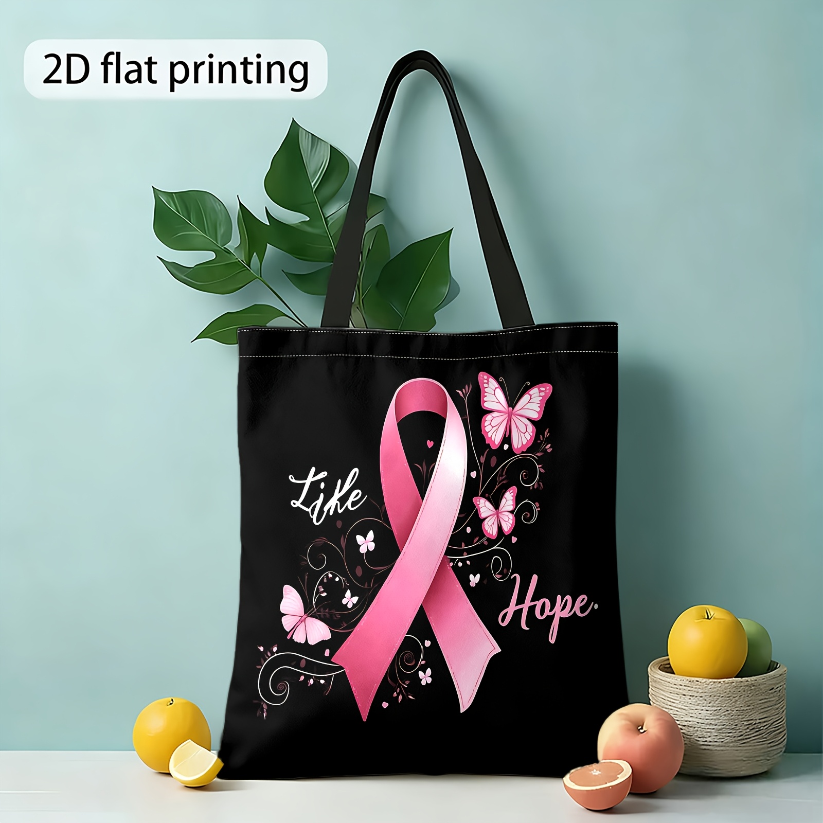 TEMU 1 pièce Agenda de mariage, Sac à main pour femme imprimé en 2D, Sac de courses réutilisable pour la sensibilisation au du sein, Sac à main pour