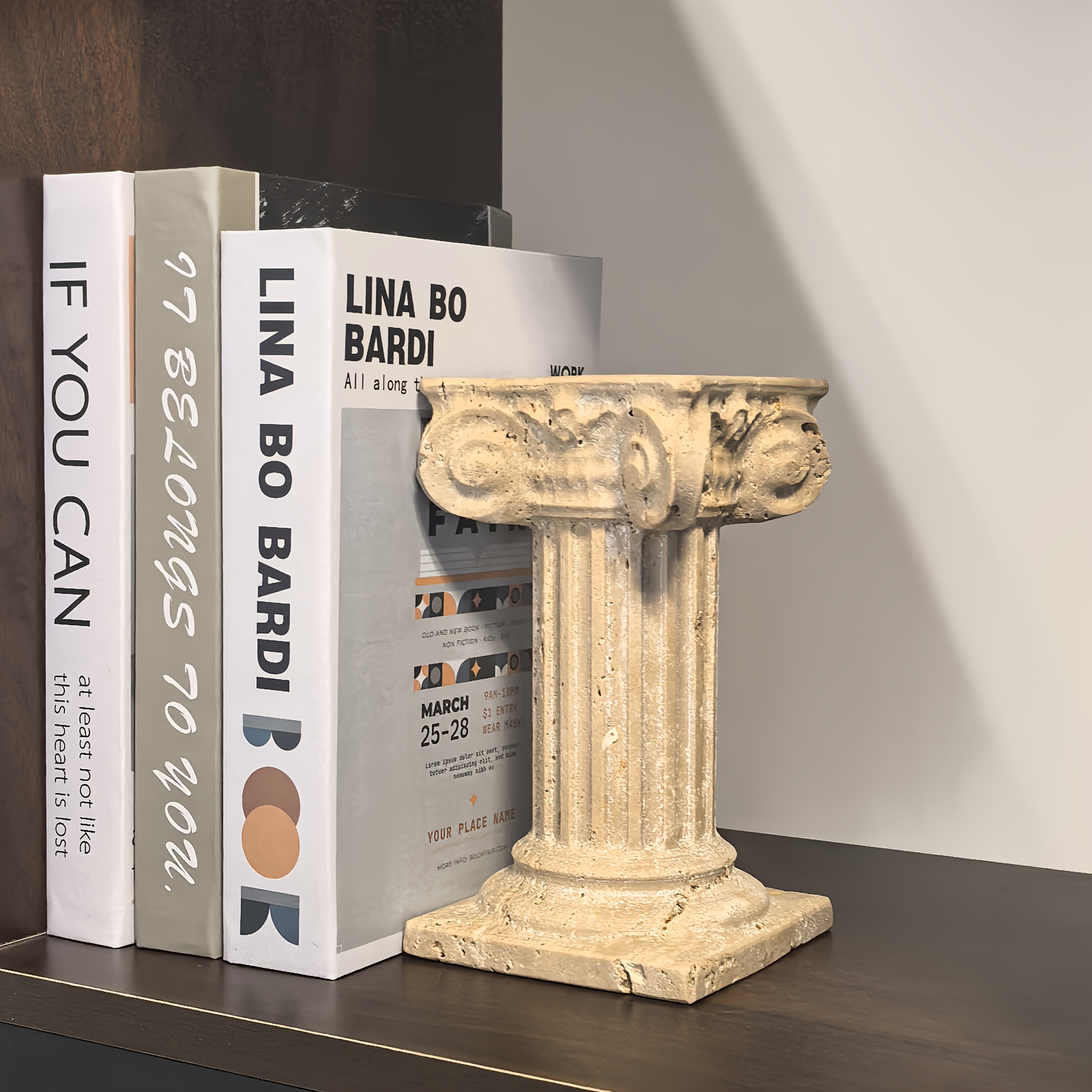 Natural Marble Candle Holder, Vintage Candle Stand, Heavy Stone Bookend, Exquisite Carving Craftsmanship, Perfect Stone Craft, Ideal Gift for Christmas, Halloween, Easter, and Thanksgiving