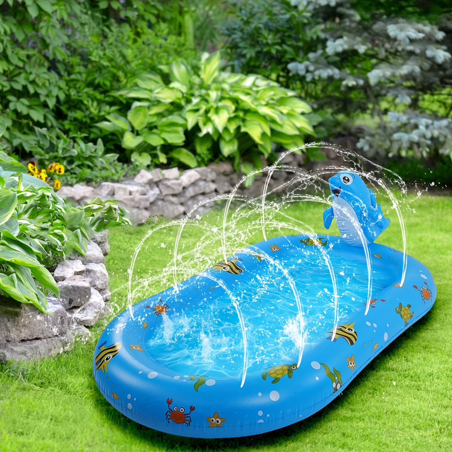 Large Inflatable Sprinkler Pool Thickened Splash Pad Cute Playing Swimming Pool Family Summer Outdoor Sprinkler Pad Water Pool For Ou