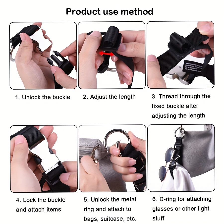 Lot De 6 Sangles Nylon à Dégagement Rapide - Noir - Pour Bagages, Camping, Utilitaire