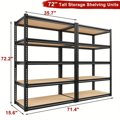 72h storage shelves heavy duty shelving 2000lbs garage shelving 5 tier metal shelves for garage shelves 35 5 w x72 h x 15 8 d adjustable shelving unit for basement rack shelf kitchen standing rack kitchen standing bakers rack