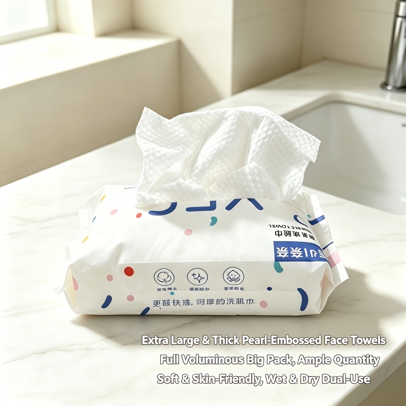 TEMU Serviette pour jetable épaissie , texture nacrée anti-déchirure, serviette pour pour l'hygiène des mains et de bain