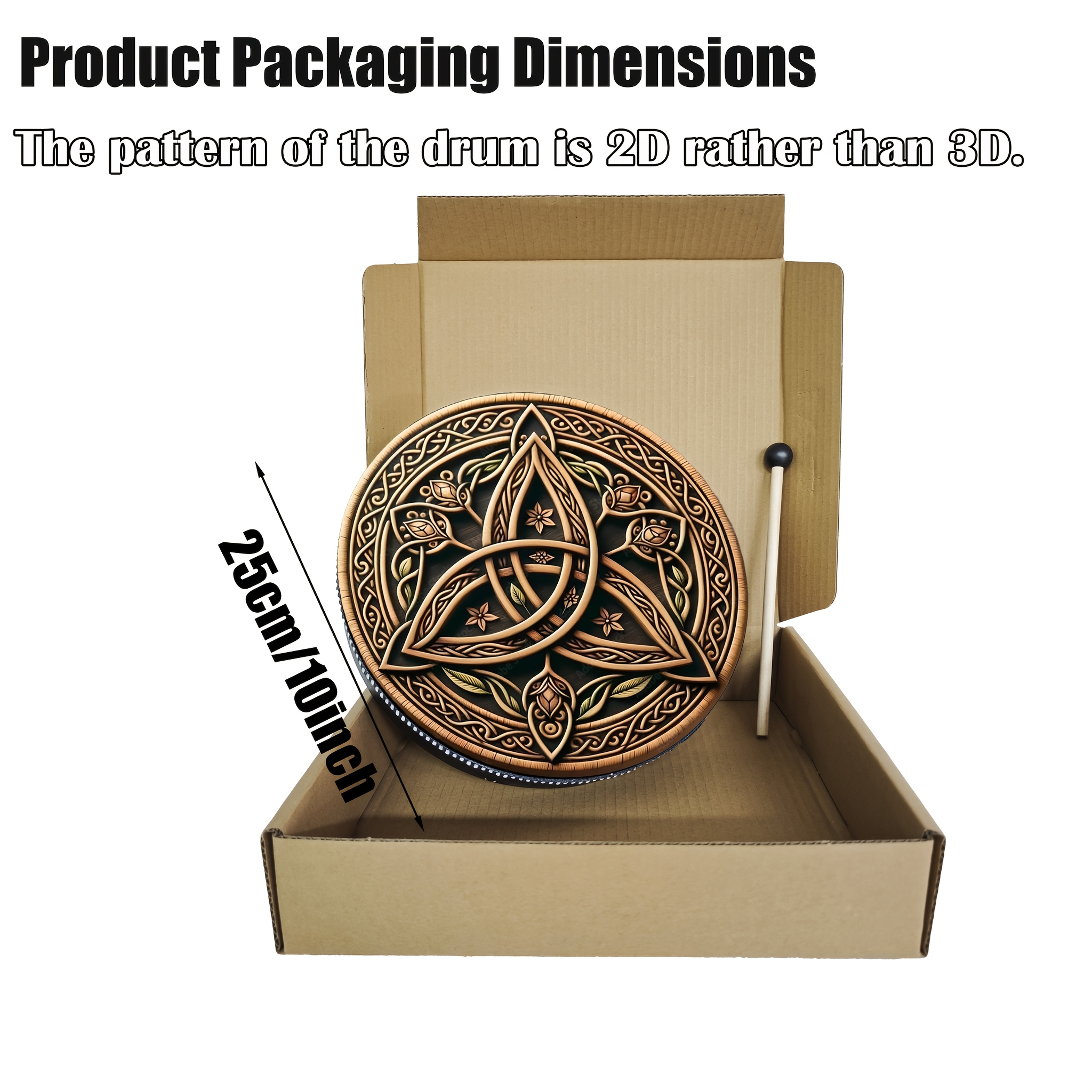 TEMU Celtic Tree Of Life Hand Drum With Beater - Handcrafted Sound Instrument For Relaxation, Stress Relief, And | , Lightweight And