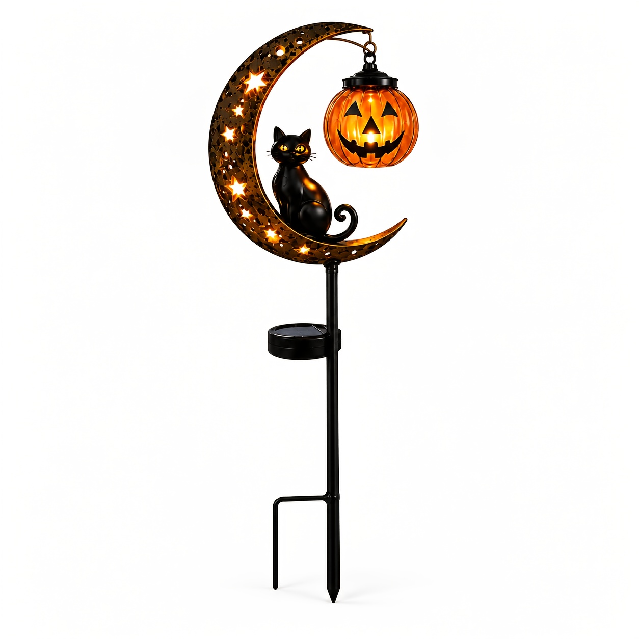TEMU 1/2pcs Solar Halloween Decorations Outdoor Halloween Garden Stake Solar Halloween Lights Outdoor Black Cat Halloween Decor Decor Halloween Yard