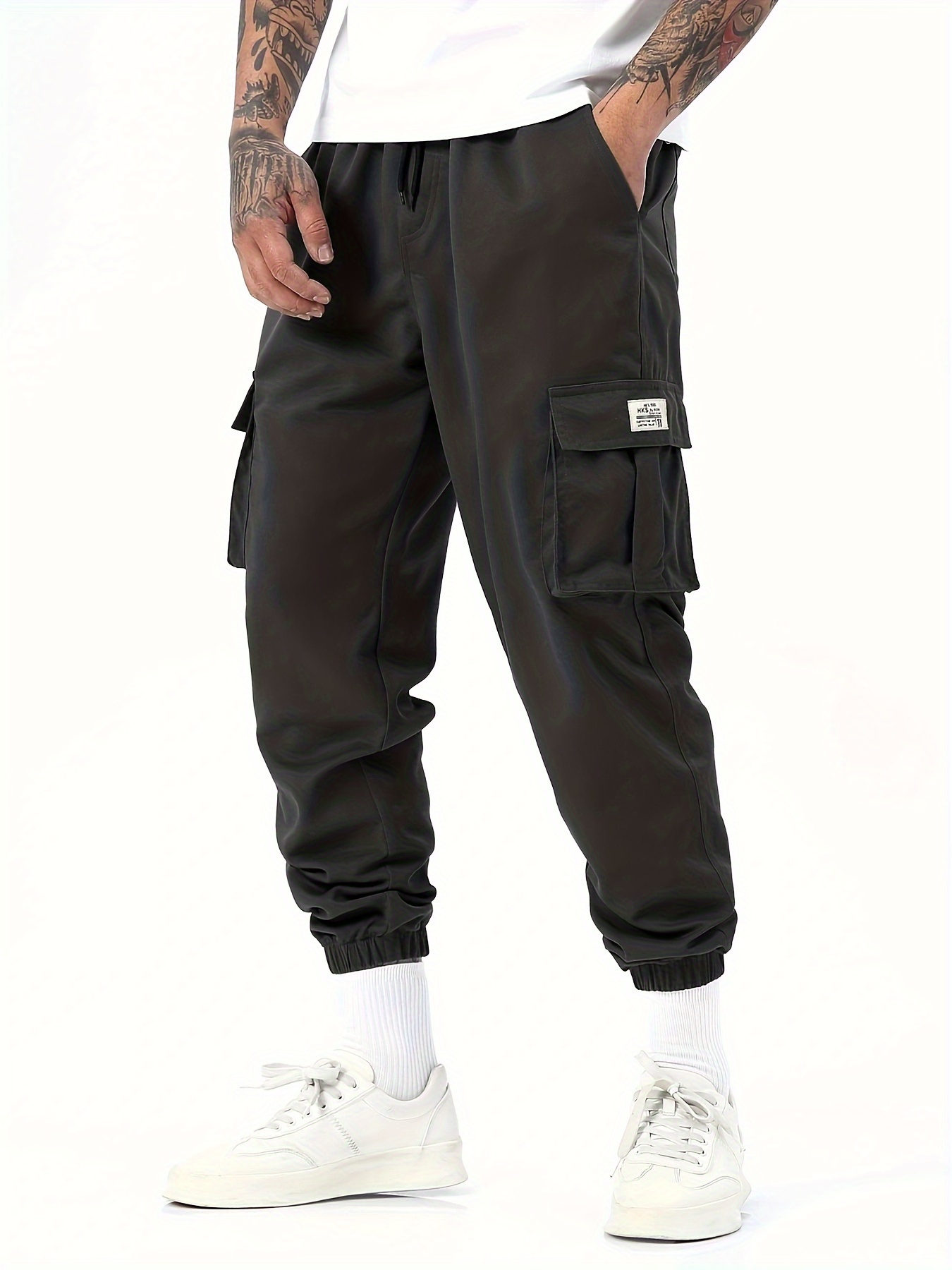 Men's Stylish Solid Cargo Jogger Pockets Causal Breathable - Temu