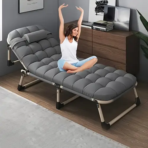 portable folding camping bed folding function american folding bed with comfortable mattress and pillows breathable material thick for home garden outdoor sleeping solution 70 extra large heavy duty outdoor bed