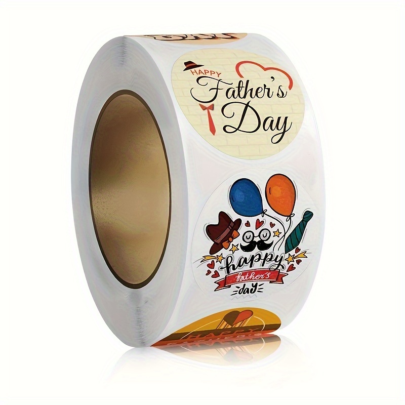 

500pcs Father's Day Themed Gift Tag Stickers, Paper Self-adhesive Single Use Round Seals With Semi-glossy Finish For Greeting Cards And Envelopes Seal