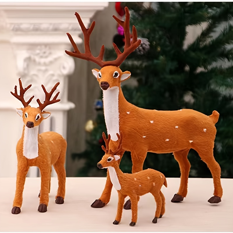 

Art Deco Reindeer Figurine Set, 3 Sizes, Christmas Wedding Graduation Decor, Freestanding Plastic Holiday Deer Display, Seasonal Decoration For Without Bulbs Or Batteries