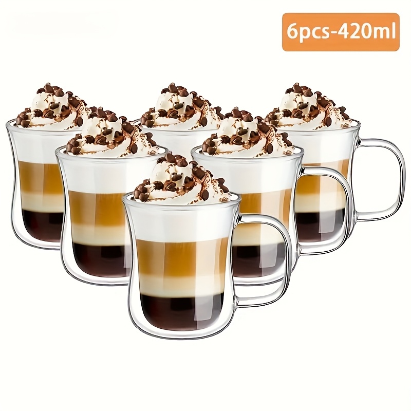 6-piece Double-walled Glass Set, Glass, Drinkware, Milk Glass, Ideal For Holiday Gifts, Men's Gifts, Women's Gifts, Birthday Gifts