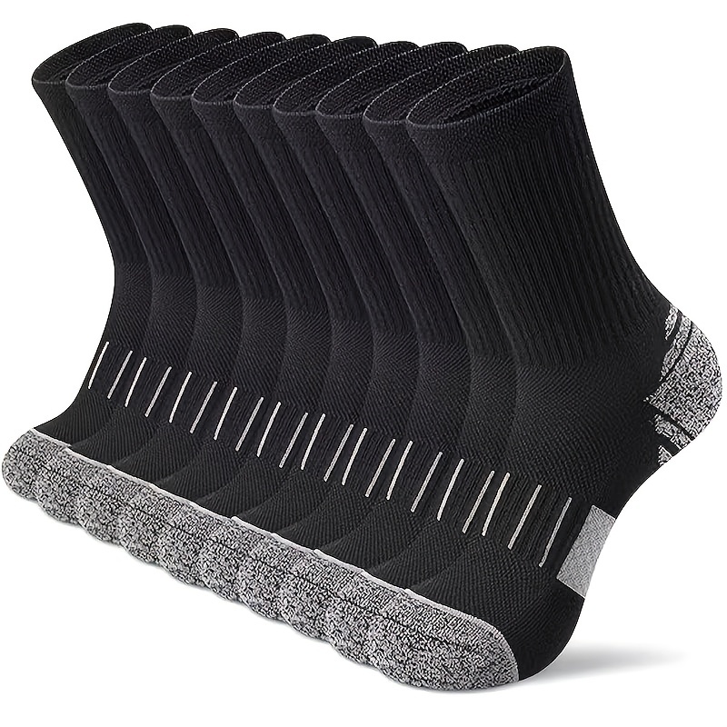 TEMU 10pcs (5 Pairs) Men's Autumn Winter Warm Long Athletic Socks, Thick Warm Long Socks Suitable For Cold Weather