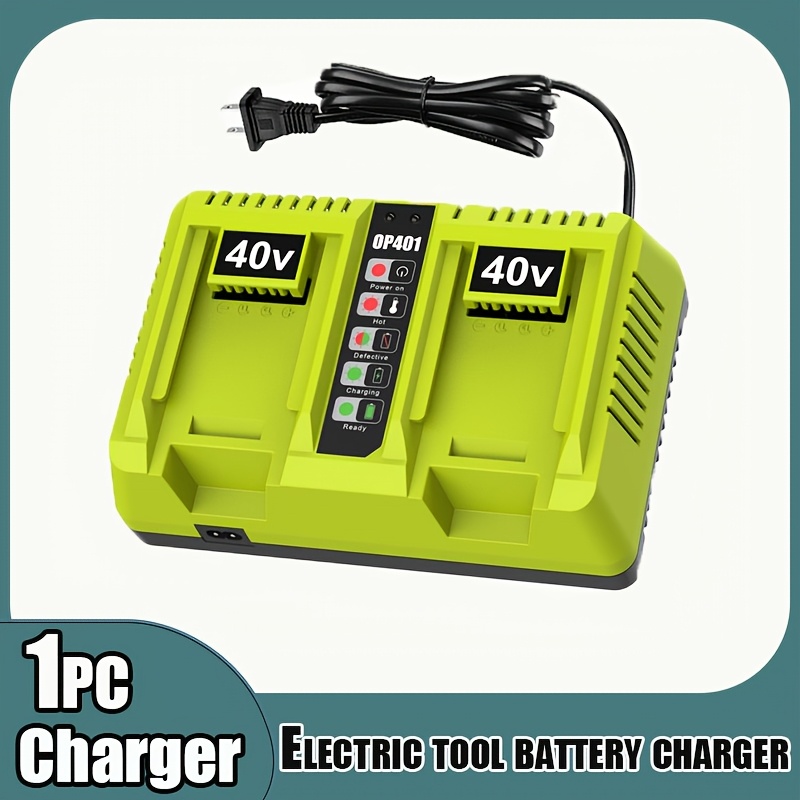 TEMU Dual Charger For 40-volt Batteries Compatible With Ryobi Op401, Compatible With Op401, Op4026, Op4030, Op4040, And Op4060 Lithium-ion Batteries