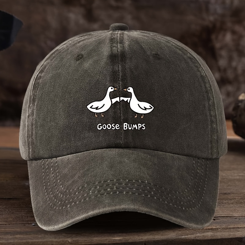 TEMU A Stylish Goose Print Baseball , Versatile Outdoor Casual Fishing Hat, Brim For