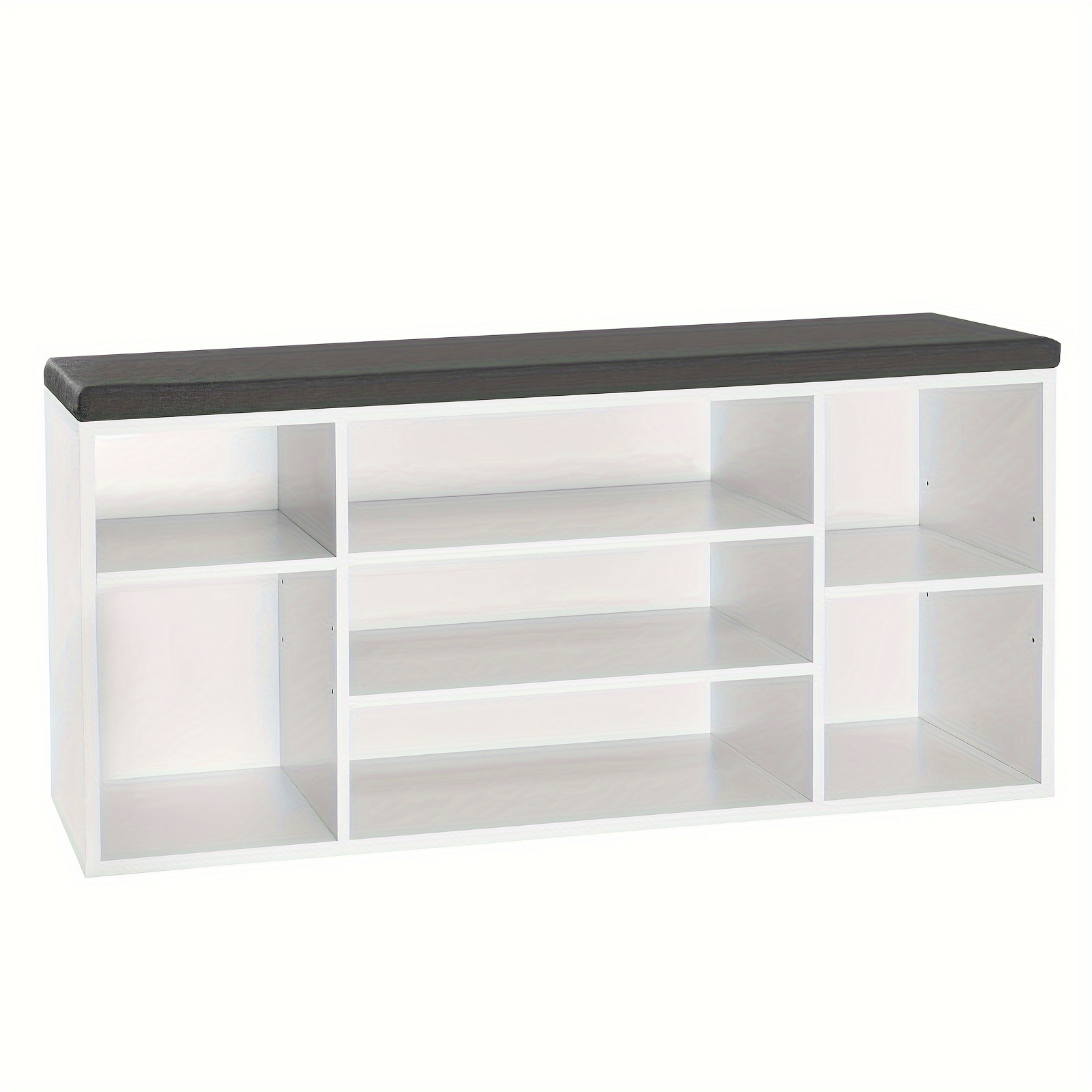 Image of 1pc Shoe Bench White, Shoe Rack With Bench 7 Compartments, Wardrobe Bench For Shoe Storage, For Entrance Area Hallway, Made Of Wood Material, 103.5x48x30 Cm