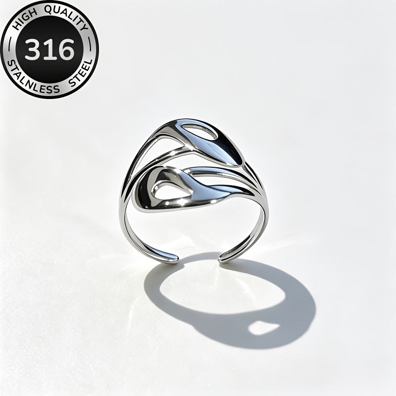 Women's Hypoallergenic Stainless Steel Adjustable Open Ring