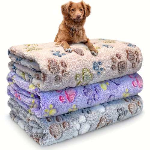 washable dog blanket for dogs and cats ultra soft flannel pet blankets cute paw pattern pet mats