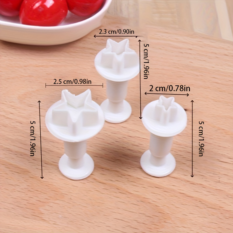 TEMU 3pcs, Star Shaped Cookie Plunger Cutters, Cookie Cutters, Cookie Stamp, Fondant Mold, Baking Tools, Kitchen Accessories, Christmas Decor