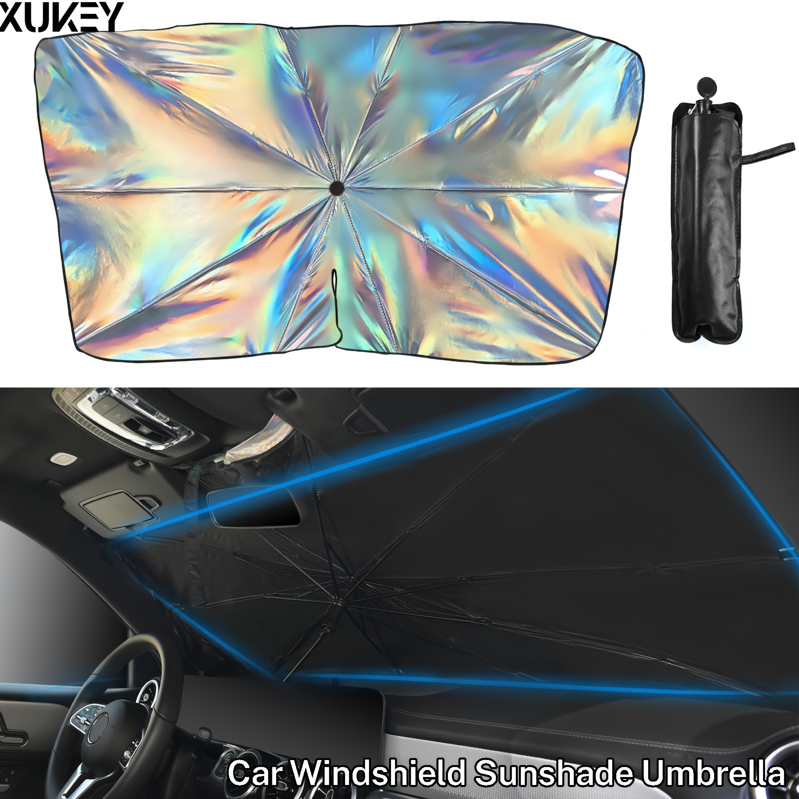 

Xukey Auto Iridescent Car Windshield Sun Shade Umbrella Foldable Front Window Sunshade Cover Sunshade Visor Anti Uv Ray Heat Sun Block For Car Windshield Fit For Pickup Sedan Suv Wagon