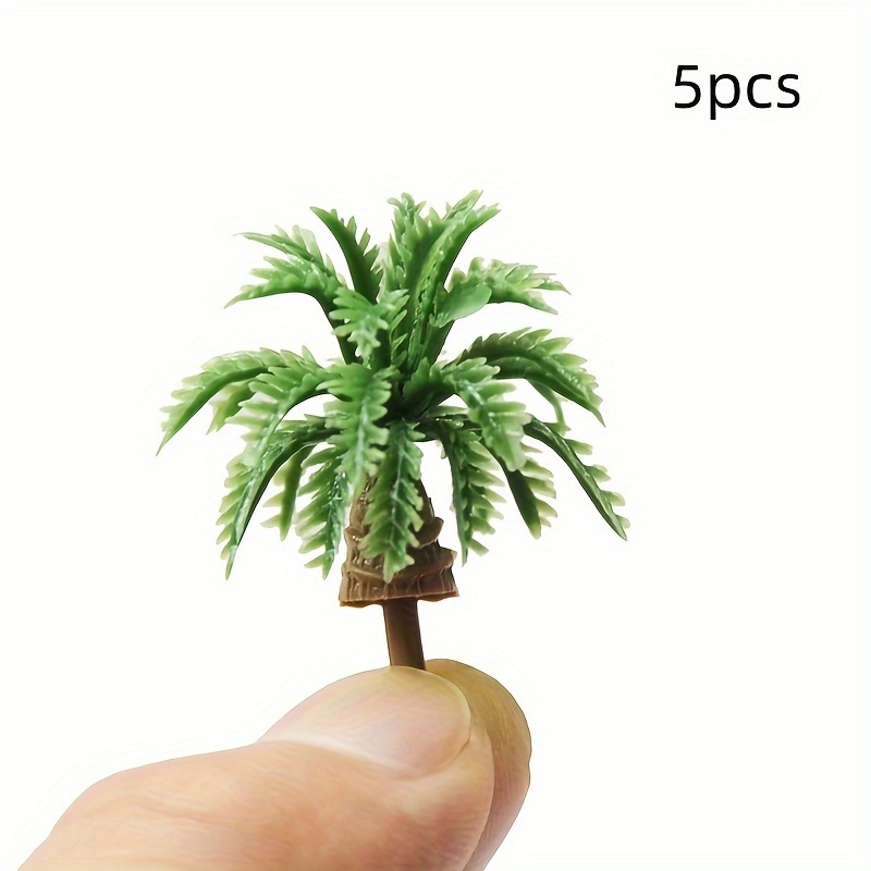Set Of 5 Miniature Coconut Trees For Micro Landscape Models, 2/2.5/3.5/4cm, Mini Plastic Sand Tray Scene Potted Tropical Landscape Trees, Artificial