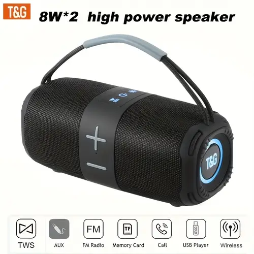 tg668 portable wireless speaker high power 1500mah rechargeable battery support tf card usb aux tws hands free calling compatible with phone tablet tv suitable for outdoor home theater beach party holiday gifts