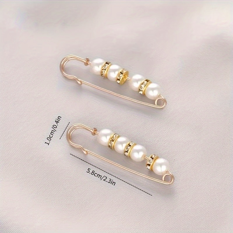 TEMU 2pcs Botones De Cintura De Perlas Falsas, Adorable Y Elegante Alfiler De Seguridad Único, Para Broche Para Pantalones