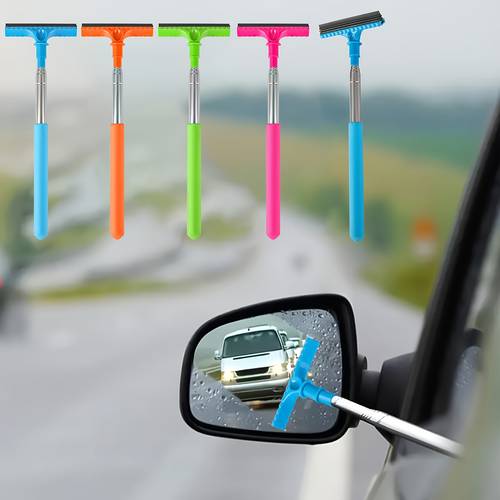 1pc handheld telescopic car brush portable rearview squeegee car glass cleaner rain frost remover dual side scraper with soft blade scratch glass adjustable length for windshield side window sunroof practical car cleaning tool