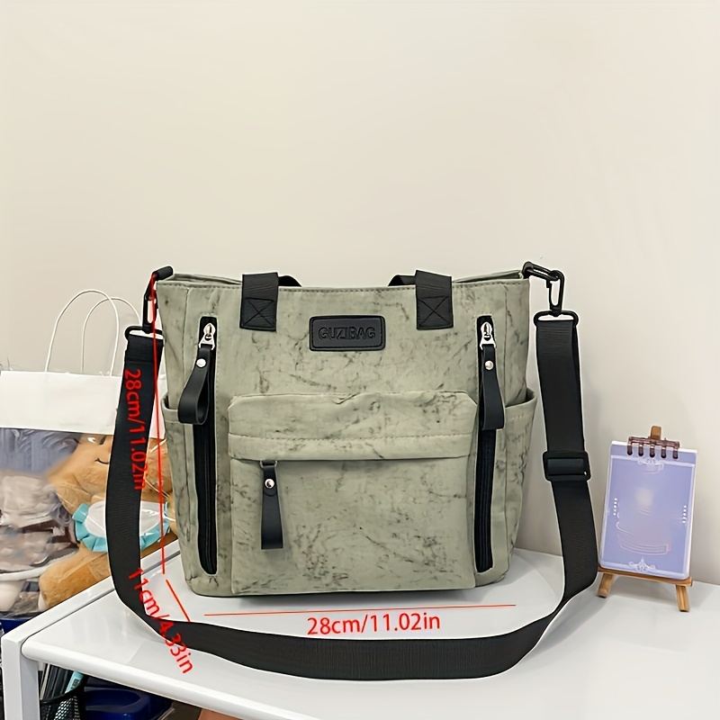 Fashionable Women's Marble-Pattern Tote Bag, Versatile Crossbody
