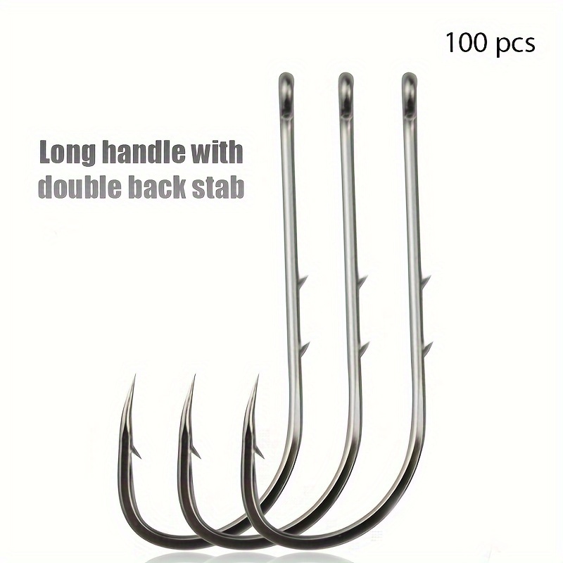 

Pcs Fishing Hooks With Long Handle And Stab: 1-12 Sizes, Stainless Steel, Grandparents Day And Father's Day Fishing Gifts