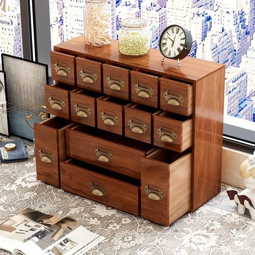 large vintage solid wood entryway tabletop drawer storage cabinet entryway key organizer room decoration small chinese medicine cabinet dustproof cabinet desk drawer organizer for home storage