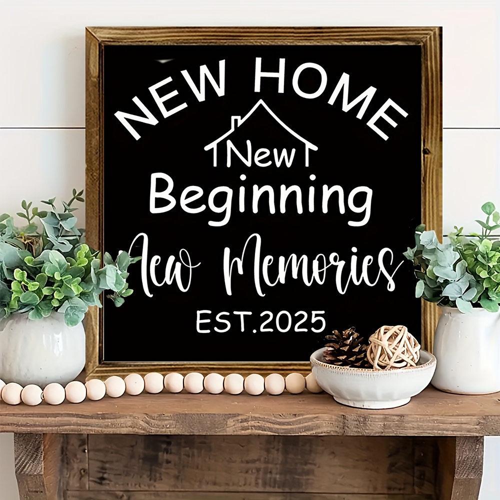 TEMU 2d Flat - 2d Flat Wall Pediments1pc Rustic Wooden Frame Wall Art Sign - " " Illustration, 20.32x20.32 Cm, Farmhouse Decor, Perfect Housewarming