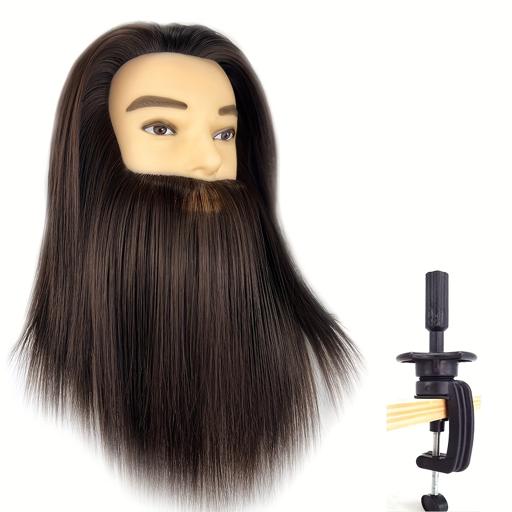 Image of Male Mannequin Head With Synthetic Hair For Wig Stand Practice Hairdresser Cosmetology Training Doll Head For Hair Styling