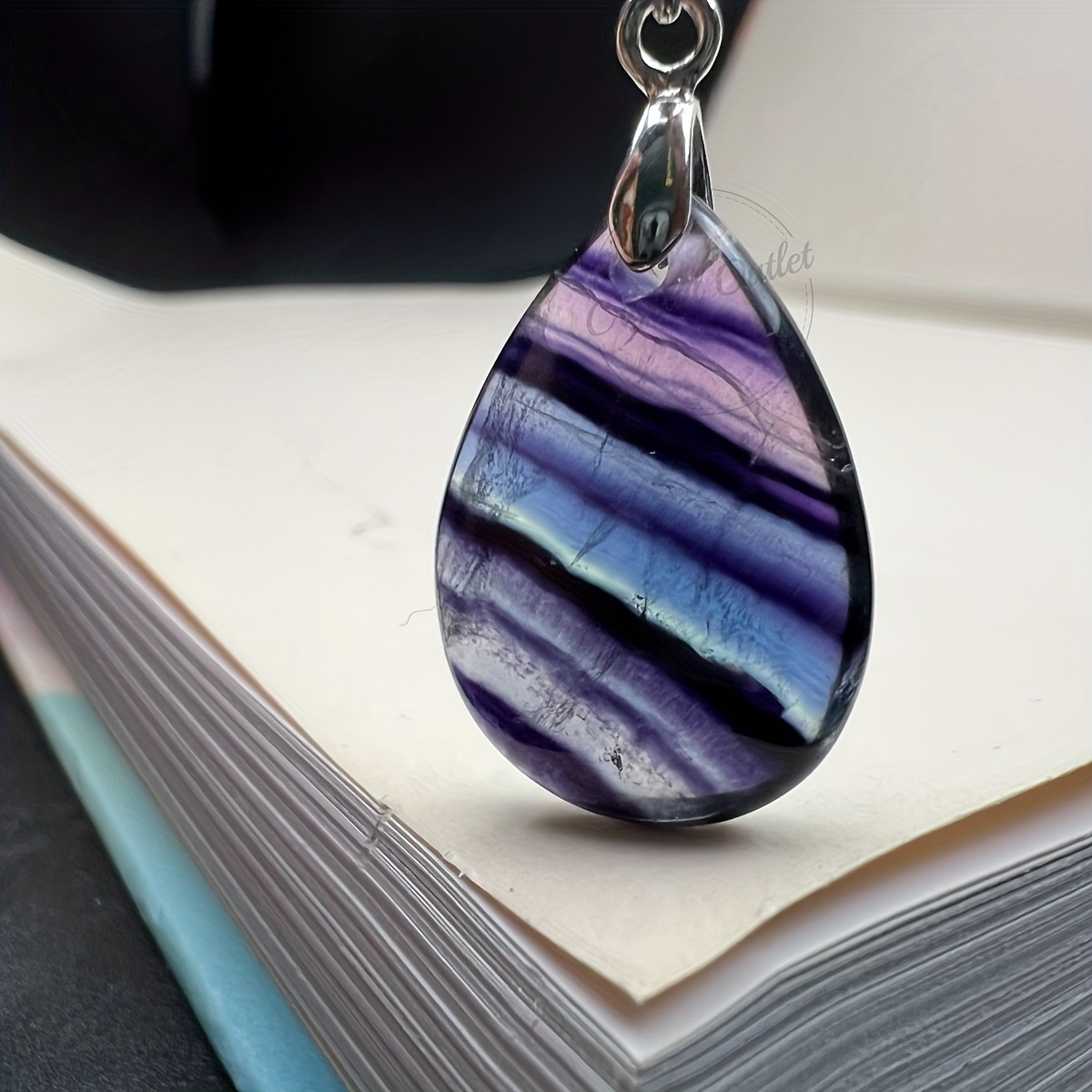 1pc natural rainbow fluorite teardrop pendant necklace multicolor gradient bohemian jewelry   stone chain for casual attire unique holiday gift for women men 5