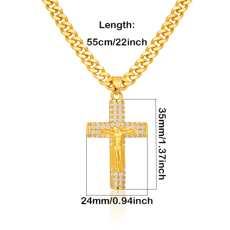 Image of 925 Silvery Men's Pendant Necklace Jesus Cross Pendant Fashionable And Versatile Hip Hop Hypoallergenic Best Gift For Him Easter Christmas Gift Exquisite Gift Box Packaging