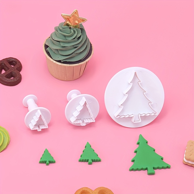 

3pcs, Christmas Tree Shaped Cookie Cutter, Decoration Tool, Plastic Pastry Molds For Christmas Theme Baking, Baking Tools