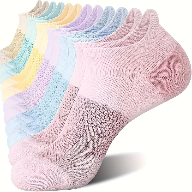 item picture 5 pack womens compression ankle socks arch support low cut athletic socks moisture wicking breathable fabric   fitness running casual attire unisex multi color pack essential for daily life running striped pattern durable