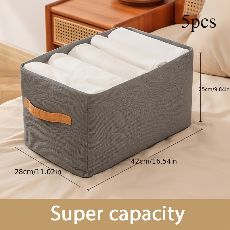 5-pack Home Storage Boxes Trousers Drawer-style Fabric Organizing Bins Cabinet Organizer Storage Basket For Bedroom