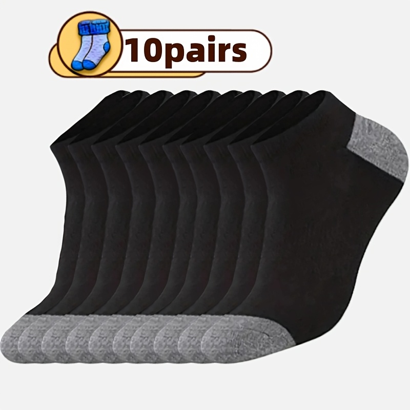 TEMU 10 Pairs Of En's Sports Short Socks That Are Comfortable And Breathable, Suitable For Outdoor Activities And Everyday Casual Wear