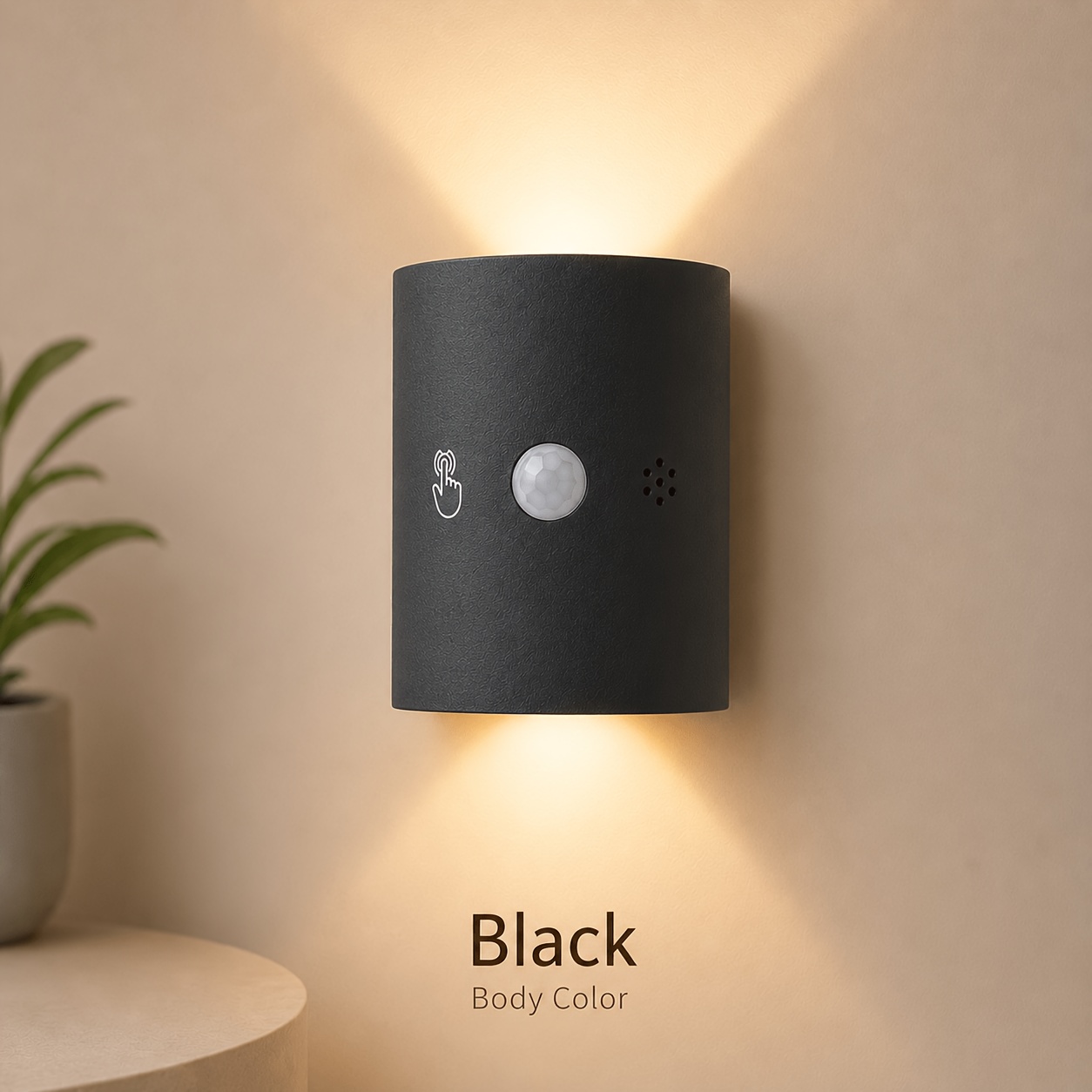 TEMU Three-color Dual-head Motion-sensing Wall Lamp, Usb Charging Night Light, -changing, Slow , Sensor   Light , Magnetic Installation, Suitable For
