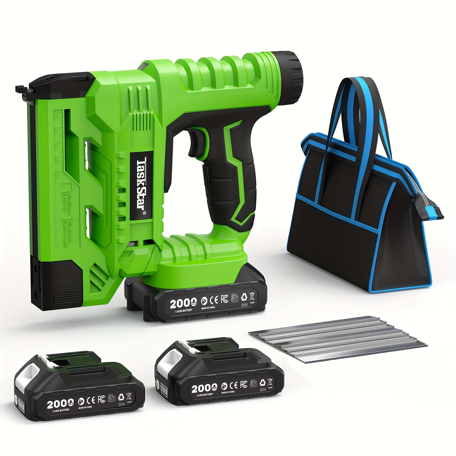 TEMU Taskstar Pro 18g Cordless Brad Nailer And Stapler 2-in-1, Battery-powered Nail Gun Kit, Jam-free, Precision Depth Control, 2 X 2.0ah Batteries,