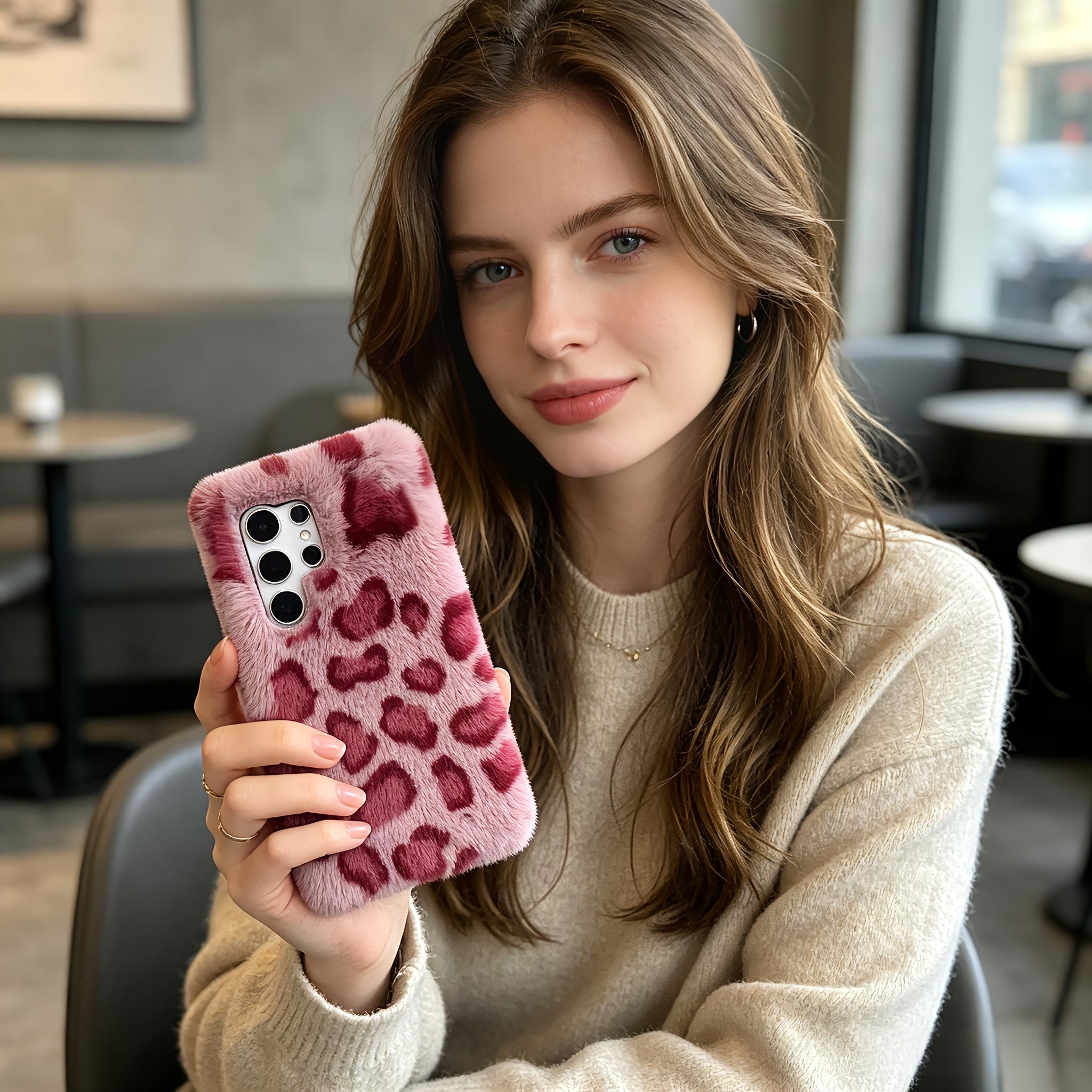 TEMU Phone Case - Plush (leopard Print ) Phone Case Suitable For Series Phone Case