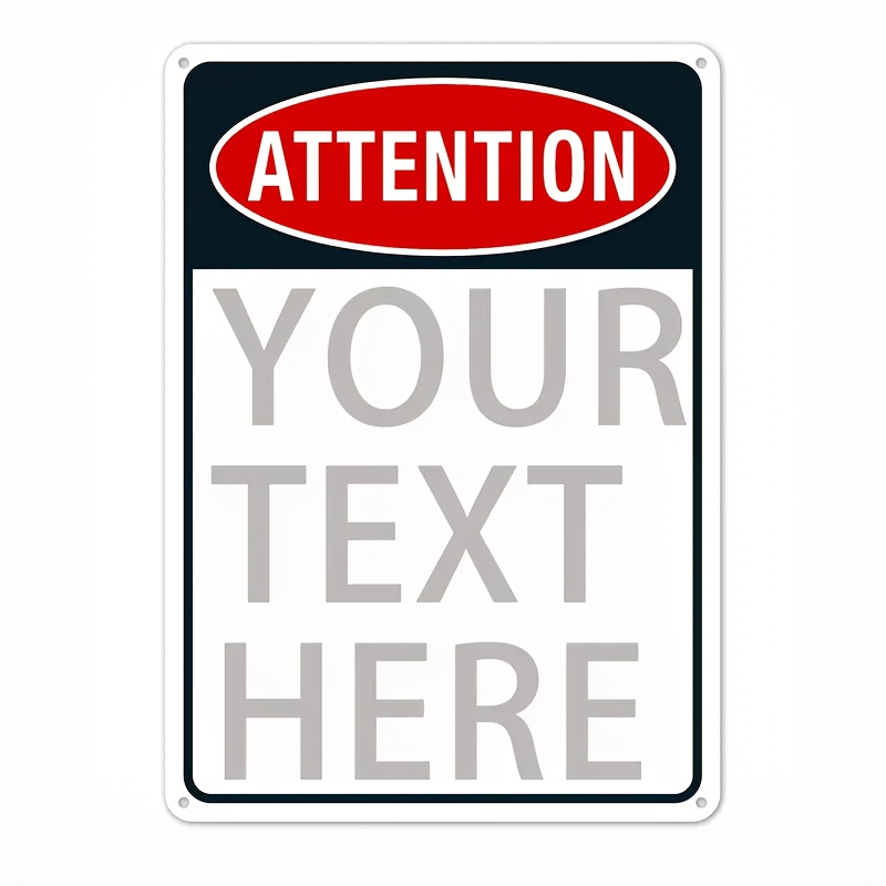 TEMU 1pc Customizable Aluminum Sign 12x8 Inch - Personalized Text/attention Sign With Your Message, Rust-proof & Fade/bend Resistant, High- For