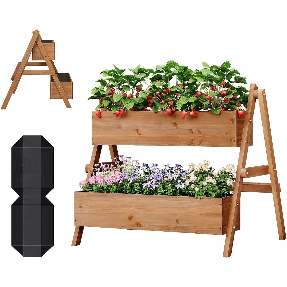 TEMU Bac de plantation de pièce avec doublure, d'étagère trapézoïdale, avec une de charge de 50 , facile à nettoyer, hauteur ergonomique, facile à