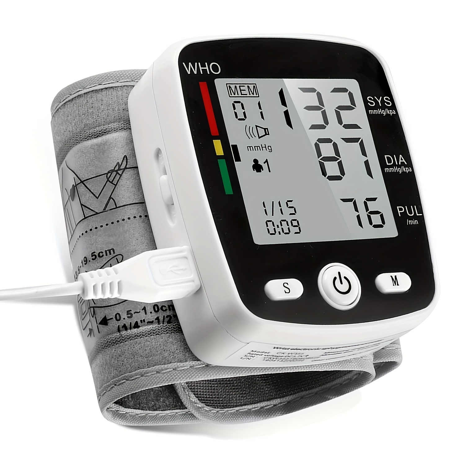 chang kun rechargeable digital wrist blood pressure monitor with large lcd voice broadcast portable design 2x99 readings memory Product details 0