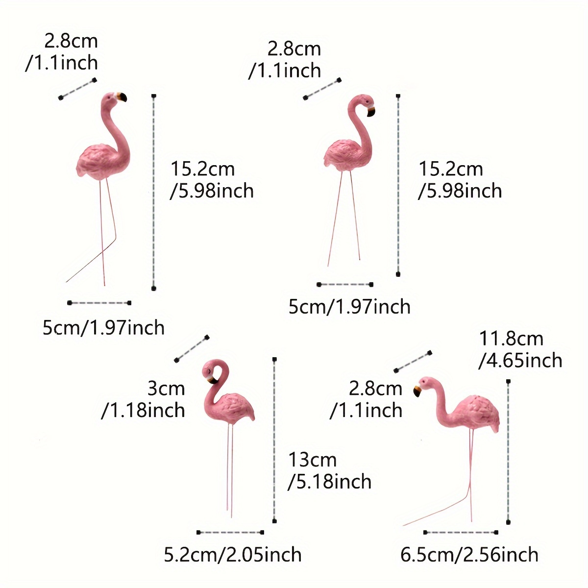 Image of 【3d】 [3d] 4 Pink Flamingo Yard Decorations, Garden, Lawn, Patio, Pond, Backyard Outdoor Decoration, Micro Landscape Sand Table Bonsai Decoration