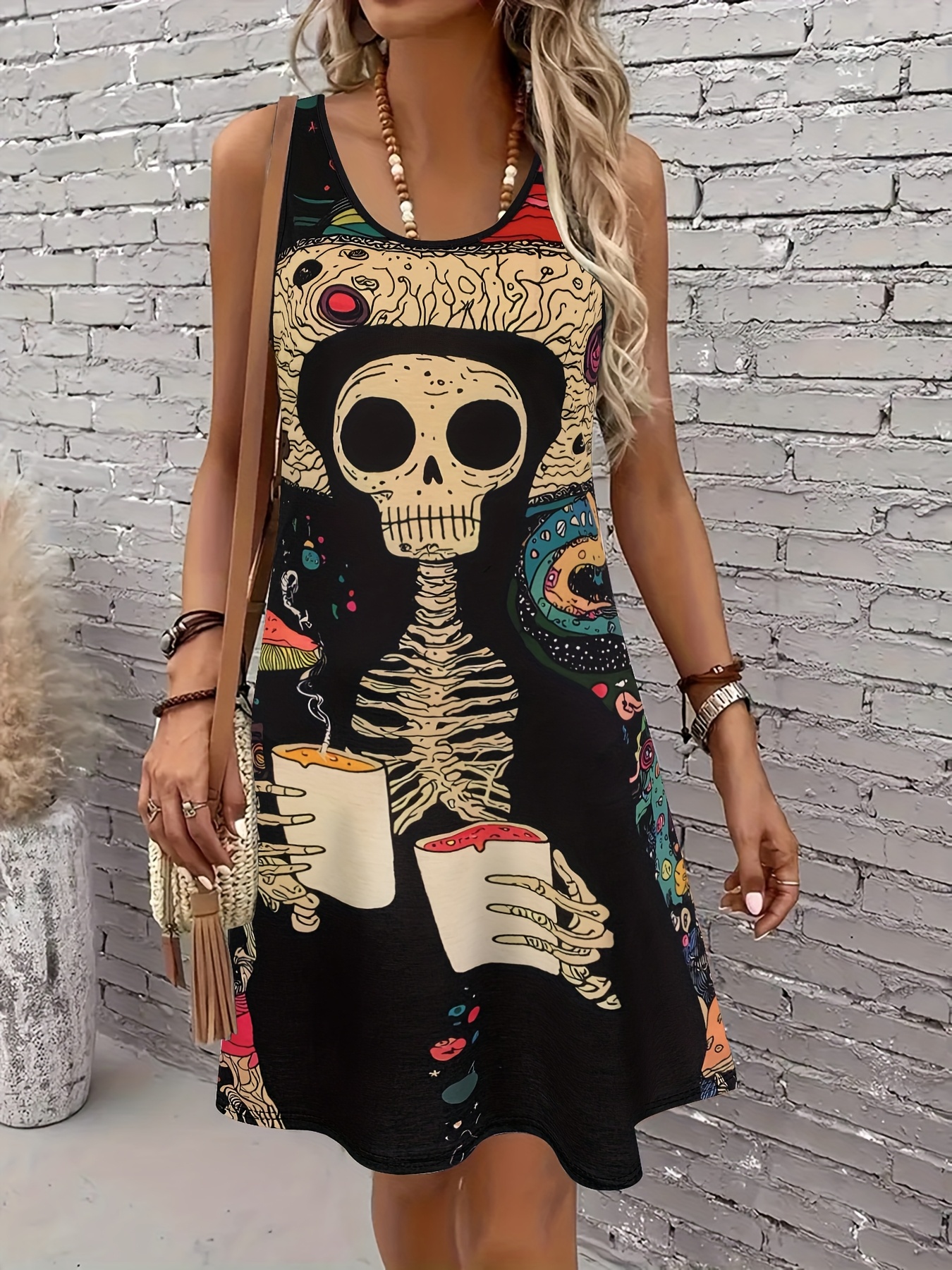 chinese dress ladies Elegant Gothic Lace Dress with Skulls and Tiered Layers main image 1
