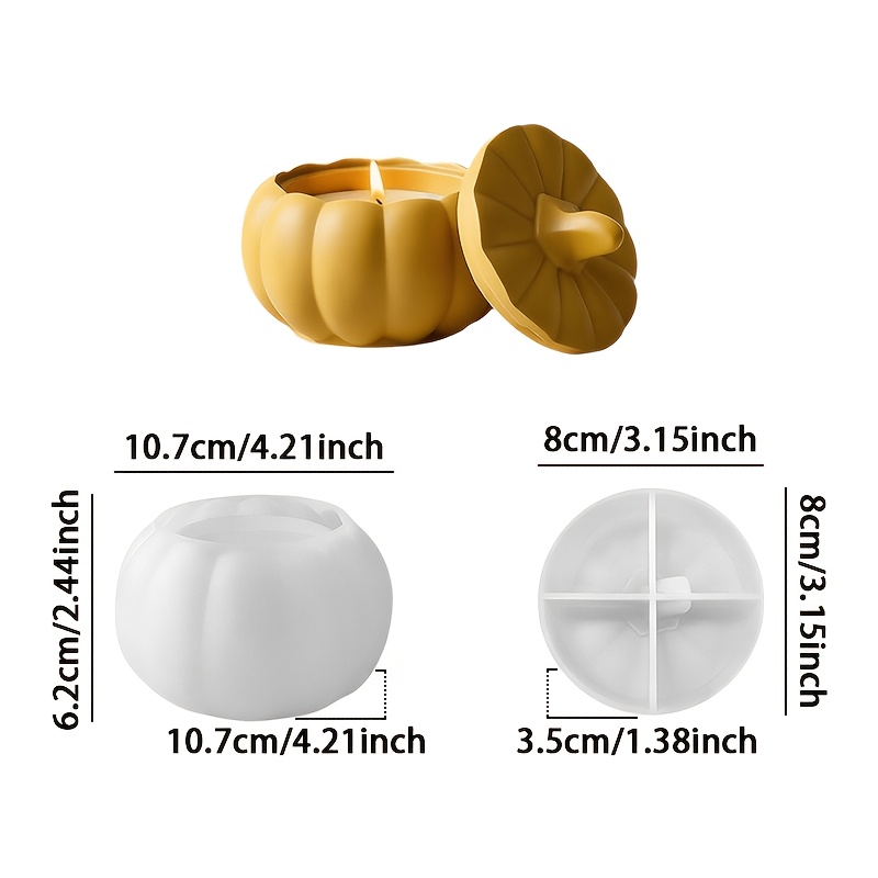 TEMU Stampo in resina e silicone - Stampo per barattolo portaoggetti a forma di zucca di Halloween con , Stampo per scatola portaoggetti in gesso a