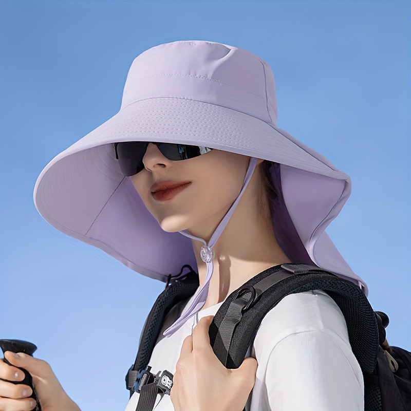 Spring Summer Outdoor Sun Protection Sun Hat With Ponytail Hole Hat For Women, Large Brim Foldable Shawl Fisherman Hat UV Protection Sunshade