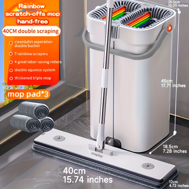 TEMU Mop Bucket, 2024 New , Mop, Cleaning Tool Set, Plastic & Pp Material, Suitable For Room, Bedroom, Bathroom,