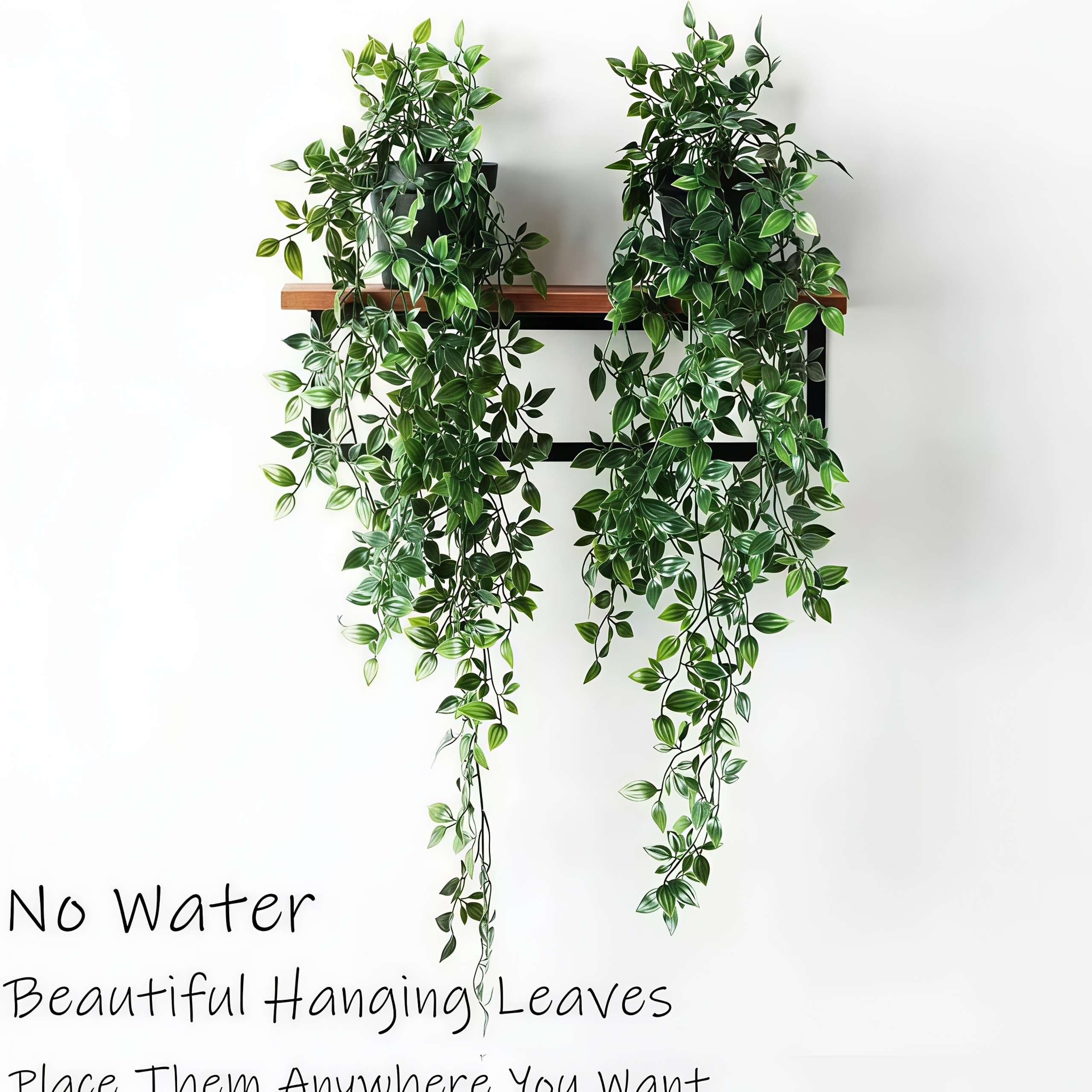 2pcs Large Artificial Green Fern Plants with Hanging Straps