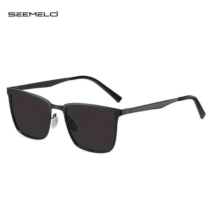TEMU Seemelo Men Sunglasses Uv400 Polarized Sunglasses Square Shape Sunglasses Eyewear Ultra Light Anti Glare Sunglasses Outdoor Sports Driving