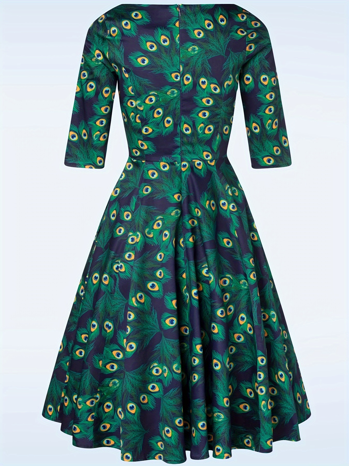 womens 3 4 sleeve a line dress round neck design high waist - Temu United  Arab Emirates